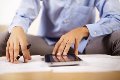 Businessman using a Tablet PC Stock Photos