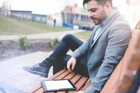 Businessman Using Tablet PC Stock Photos