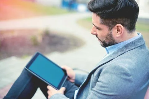 Businessman Using Tablet PC Stock Photos