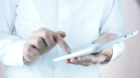 Businessman Using Tablet on white background Stock Footage 64051473