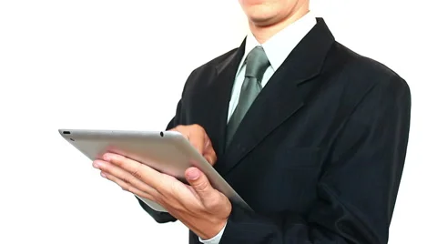 Businessman Using a Tablet For Work Stock Footage 53611997