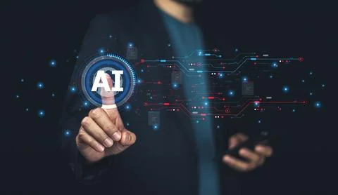 Businessman using technology Ai, concept of artificial intelligence use ana.. Stock Photos