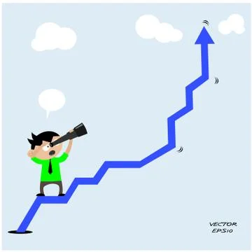 Businessman using a telescope on background Stock Illustration