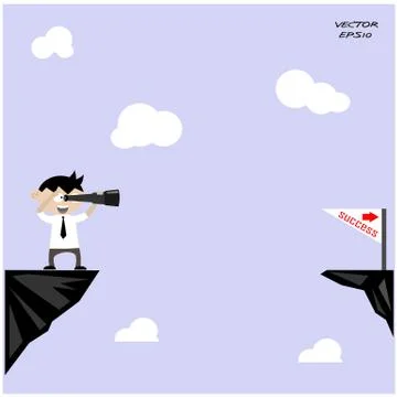 Businessman using a telescope on background Stock Illustration