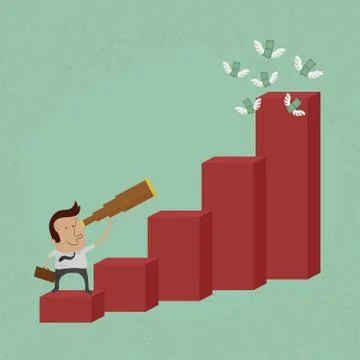 Businessman using a telescope on a bar chart , eps10 vector format Stock Illustration