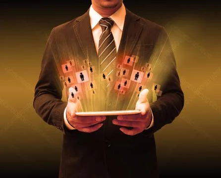 Businessman using touch pad Stock Illustration