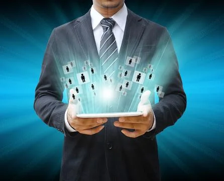 Businessman using touch pad Stock Photos