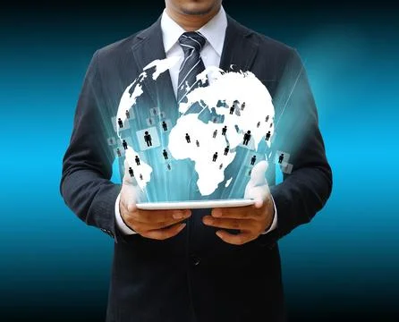 Businessman using touch pad Stock Photos