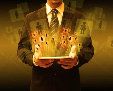 Businessman using touch pad Stock Photos