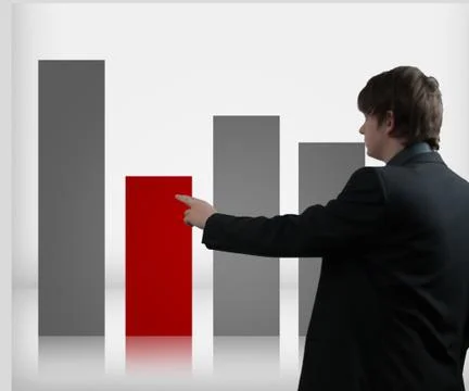 Businessman using touch screen chart Stock Illustration