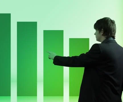 Businessman using touch screen chart Stock Illustration