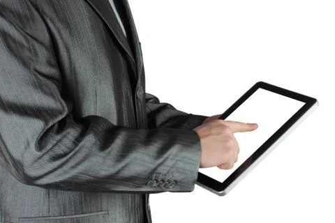 Businessman using touch screen device Stock Photos