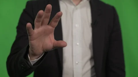 Businessman Using Touch Screen. Hand Fingers Gestures. Stock Footage 105152632