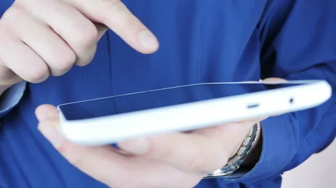 Businessman Using Touchscreen on Tablet Stock Footage 64051636