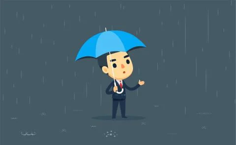 A businessman is using an umbrella. vector illustration Stock Illustration