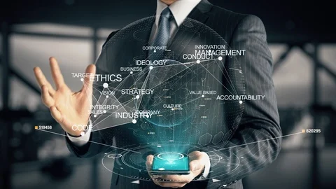 Businessman with Value Based hologram concept Stock Footage 122241900