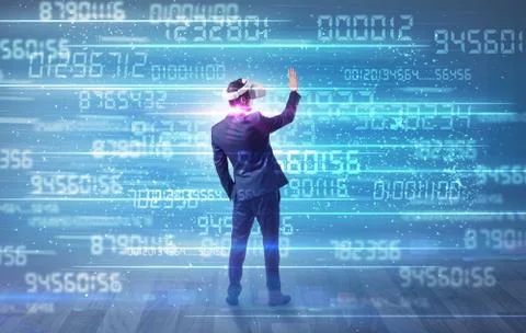 Businessman with variable numbers around Fotos de archivo