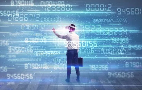 Businessman with variable numbers around Stock Photos