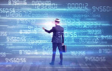 Businessman with variable numbers around Stock Photos