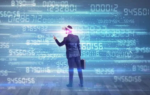 Businessman with variable numbers around 스톡 사진