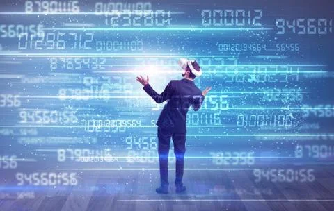 Businessman with variable numbers around Stock-Fotos