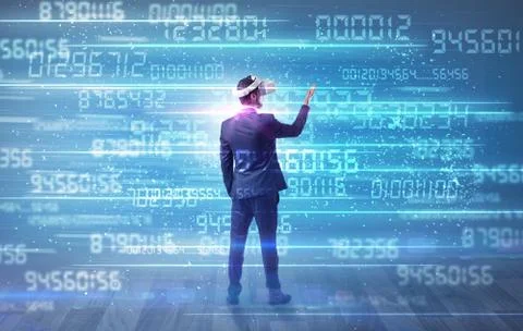 Businessman with variable numbers around Stock Photos