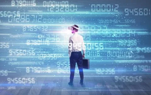 Businessman with variable numbers around Stock-Fotos