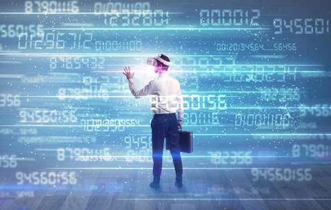 Businessman with variable numbers around 스톡 사진