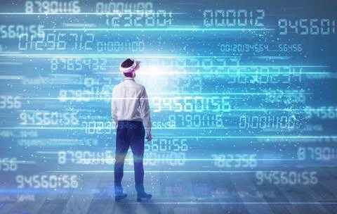 Businessman with variable numbers around 스톡 사진