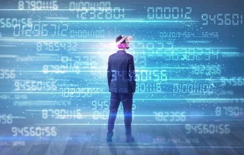 Businessman with variable numbers around 스톡 사진