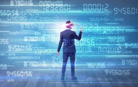 Businessman with variable numbers around Stock-Fotos
