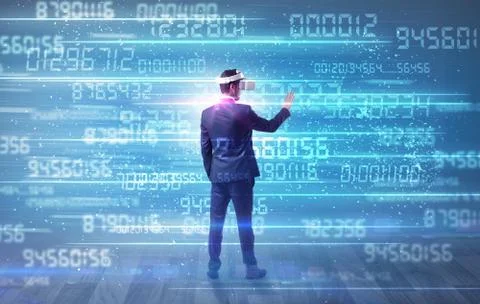 Businessman with variable numbers around 스톡 사진