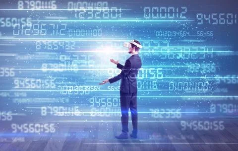 Businessman with variable numbers around Stock-Fotos