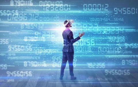 Businessman with variable numbers around Fotos de archivo