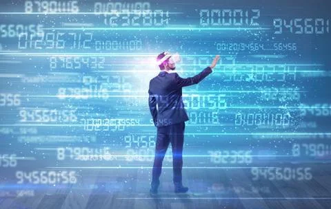 Businessman with variable numbers around Stock Photos