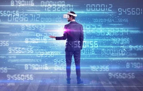 Businessman with variable numbers around 스톡 사진