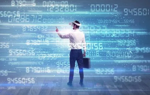 Businessman with variable numbers around Stock-Fotos