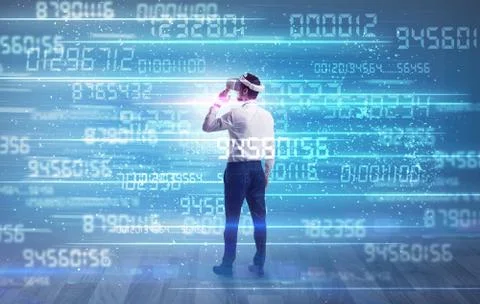 Businessman with variable numbers around Fotos de archivo