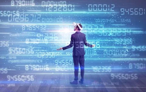 Businessman with variable numbers around 스톡 사진