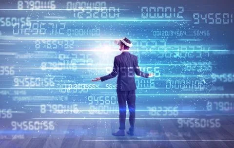 Businessman with variable numbers around Fotos de archivo