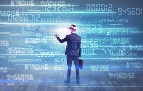 Businessman with variable numbers around 스톡 사진