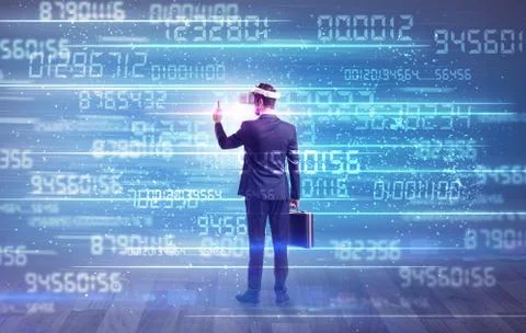 Businessman with variable numbers around Fotos de archivo