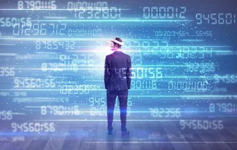 Businessman with variable numbers around 스톡 사진