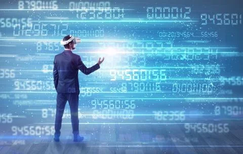 Businessman with variable numbers around 스톡 사진