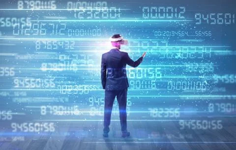 Businessman with variable numbers around 스톡 사진