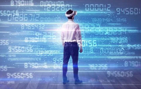 Businessman with variable numbers around Stock-Fotos
