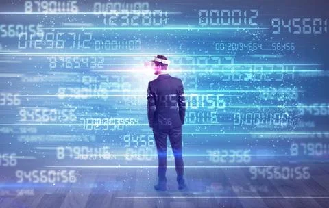 Businessman with variable numbers around Fotos de archivo