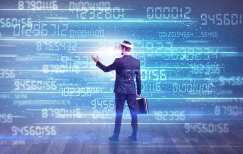 Businessman with variable numbers around Fotos de archivo
