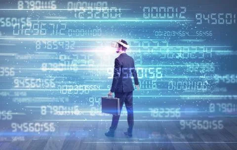 Businessman with variable numbers around Fotos de archivo