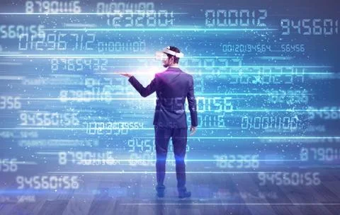 Businessman with variable numbers around Fotos de archivo